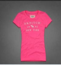 dames abercrombie fitch korte tees 1892 new york lichtrood Kleren Verkopen c691q492